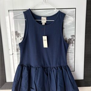 Maeve Anthropologie Blue Peplum Tank Top Ribbed Sleeveless M NWT